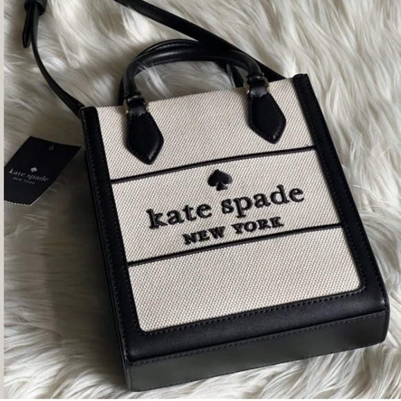 Kate Spade Mini Canvas Tote in Beige and Blacl - Picture 3 of 4